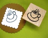 Cup of Coffee Hand Carved Rubber Stamp