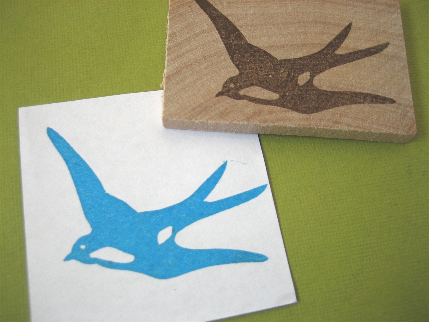 Swallow Bird Hand Carved Rubber Stamp