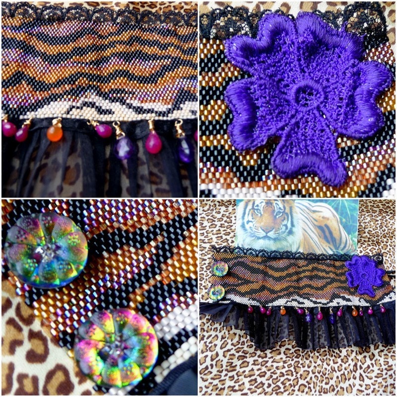 Big Top Tiger Cuff - Beadwoven Wrist Cuff