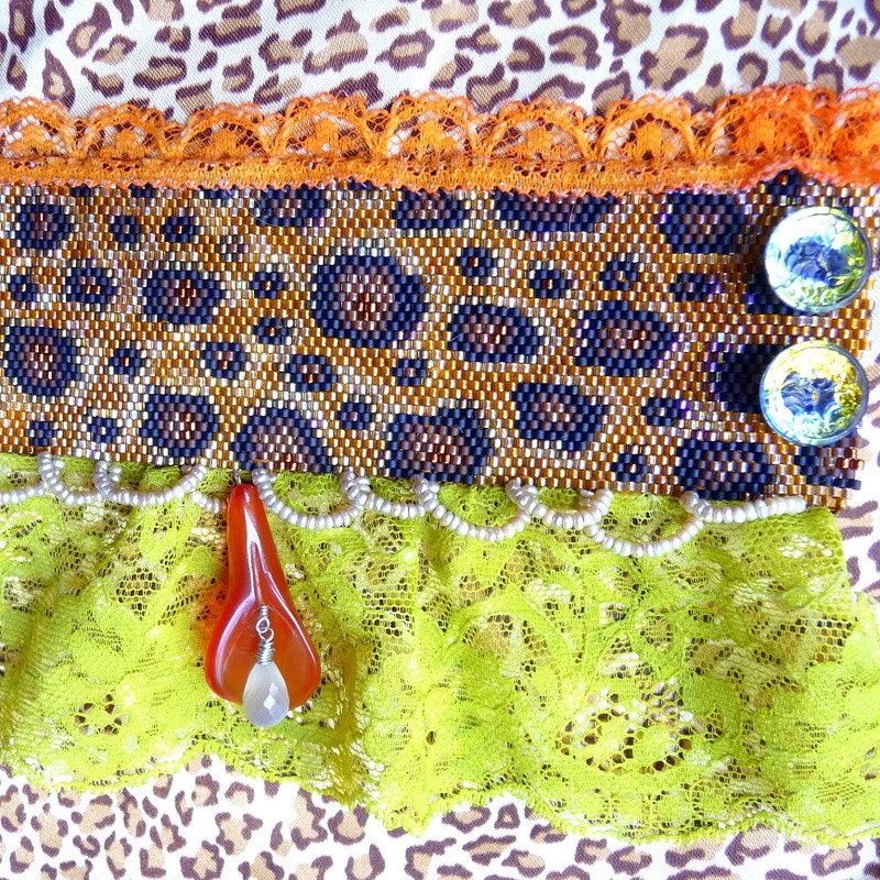 Big Top Leopard Beaded Wrist Cuff