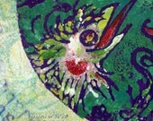 Garden of Delight Original Fine Art Hand-pressed Monoprint on 9" x 12" Stonehenge Paper