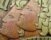May June Birthday Gemini Zodiac Sign Vintage May 21 to June 21 Wall Decor 1973 Hand Made Chalkware Faux Bois- Is This Your Sign - Treasury