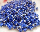 Tiny Handpainted Dark Blue / Navy Blue Glass Evil Eye Beads 4mm- Set of 20