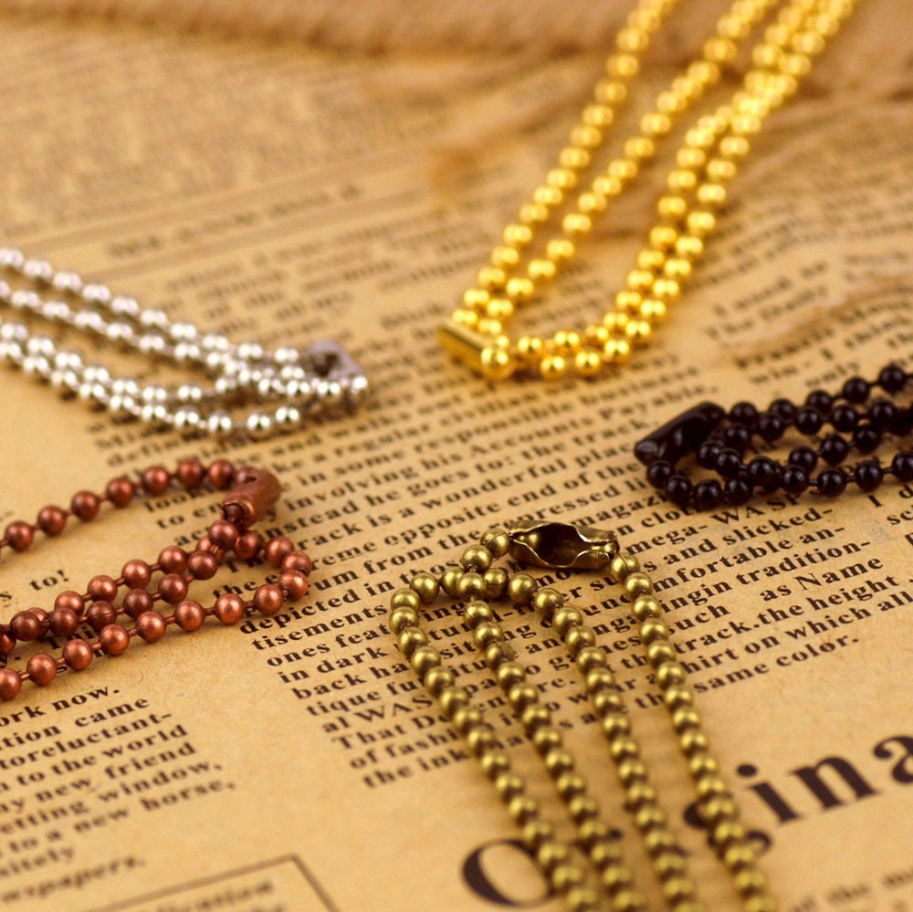 Ball Chain Necklace 2.4mm Bead Chain with Clasps -  Gold Silver Copper Bronze Black 24inch CN218-24(2pcs)