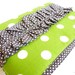Bible/Book Cover- Made To Order- Green Dot with Grey Ruffle Accent-Grosgrain Ribbon Bookmark