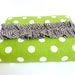 Bible/Book Cover- Made To Order- Green Dot with Grey Ruffle Accent-Grosgrain Ribbon Bookmark