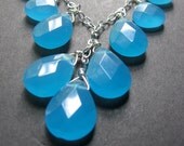 Chalcedony Statement Necklace. Blue Chalcedony Necklace - Oceana Necklace