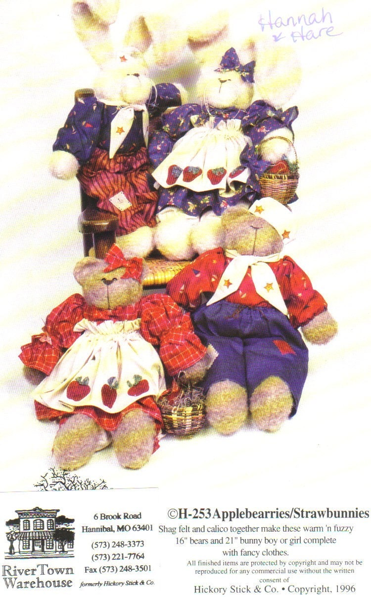 Red, White and Blue 16 inch bears and 21 inch bunnies Sewing Pattern