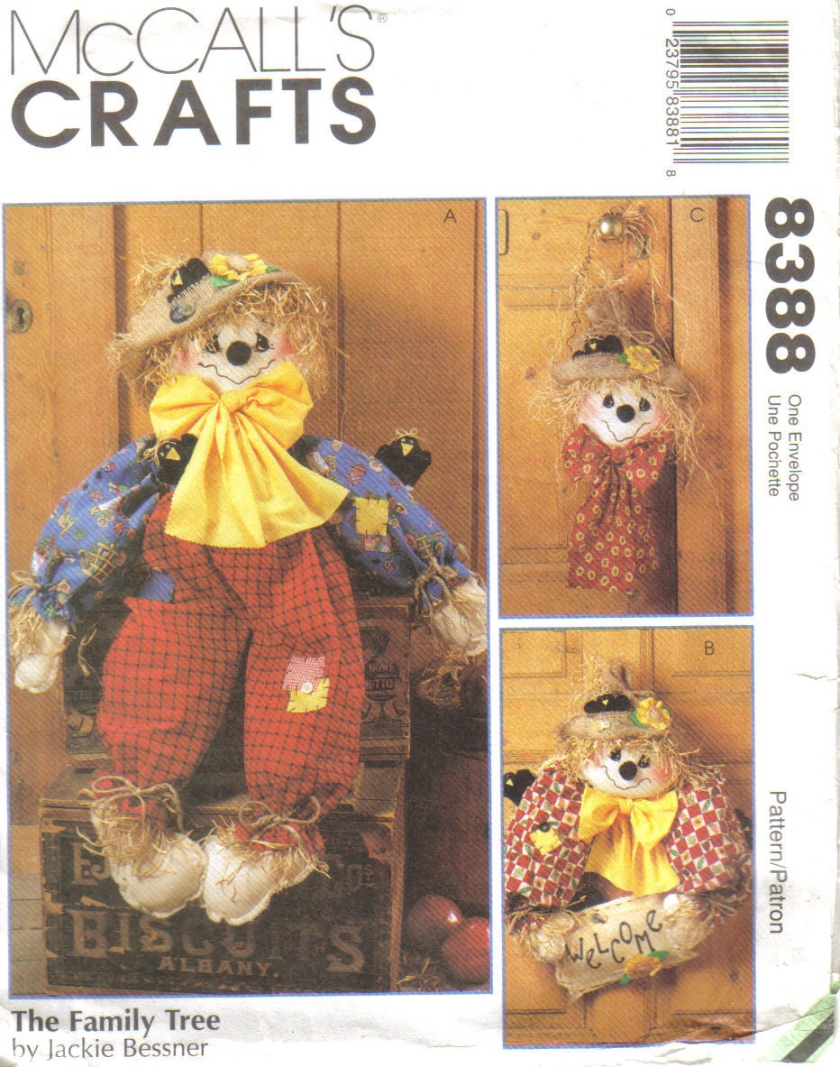 Scarecrows Sewing Pattern 'McCalls Crafts' Pattern No. 8388