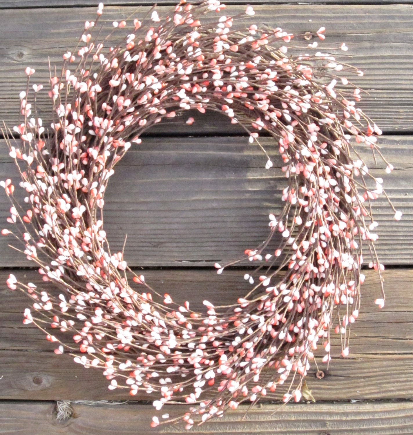 Berry Wreath for Spring - Peach Pink - Door Wreath - Front Door decor
