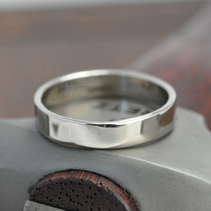 The White Gold Wedding Ring, Hand forged 18k Palladium White Gold 4mm Band, size 8.25 through 10, any size available, Sea Babe Jewelry