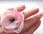 SALE - Pink petals. organza and chiffon adjustable statement ring . one of a kind design by MGM