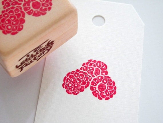 Raspberry Hand Carved Rubber Stamp