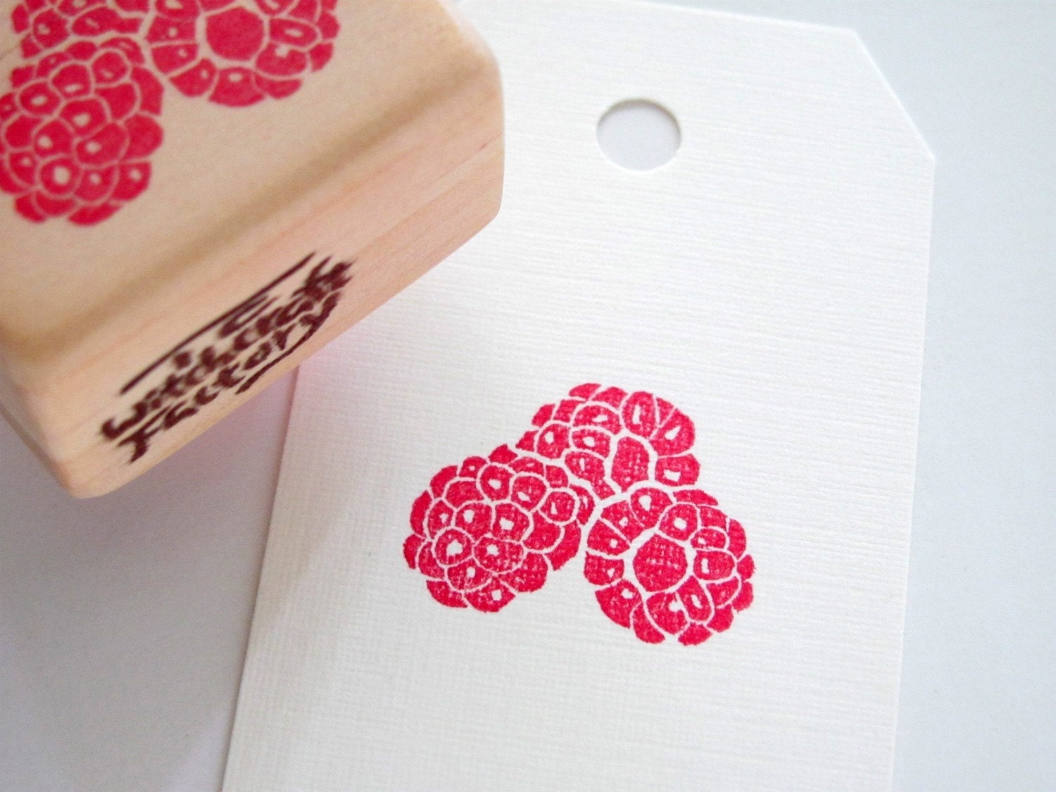 Raspberry Hand Carved Rubber Stamp