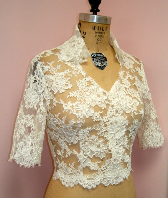 Lace Bridal Jacket -Long Sleeve Custom Alencon Lace Jacket