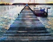 Old Wooden Pier At Sundown Fine Art Photograph 11x14 on Shimmering Metallic Paper