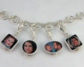 N16 - For Mom - Photo Charm Necklace With 4 Dangling, Two-sided Photo Charms - Handmade Photo Jewelry