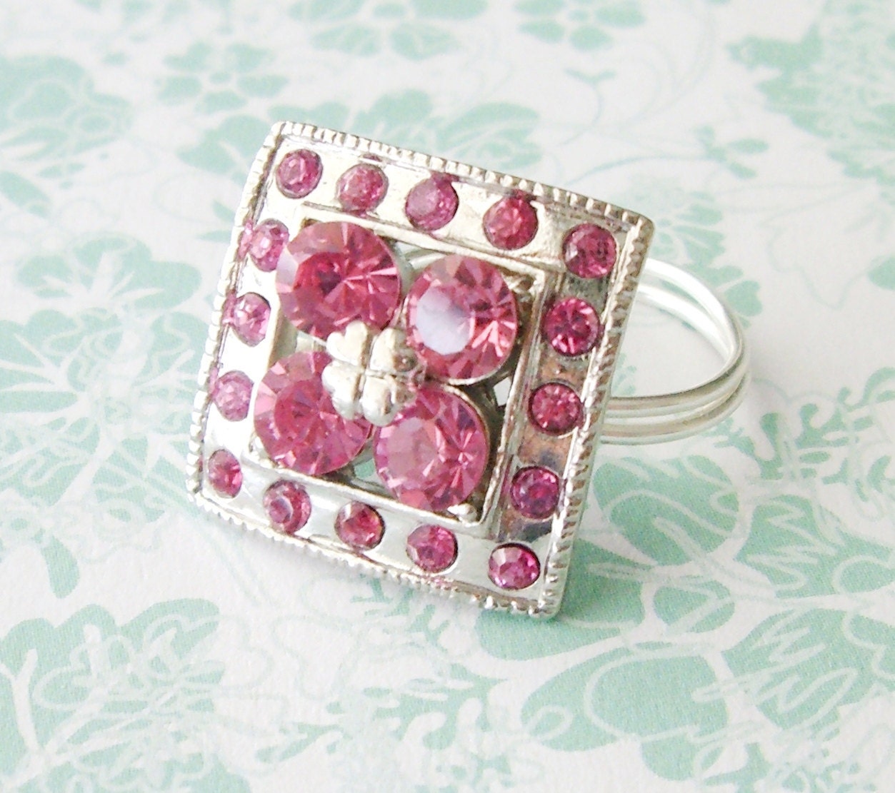 Pink Vintage Button Ring - mulryjewels