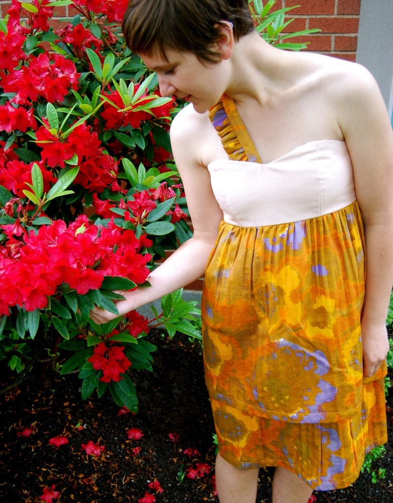 Peach Ruffle Dress // Floral