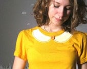 Eco friendly dress peter pan collar bright yellow medium NEVER NEVER LAND
