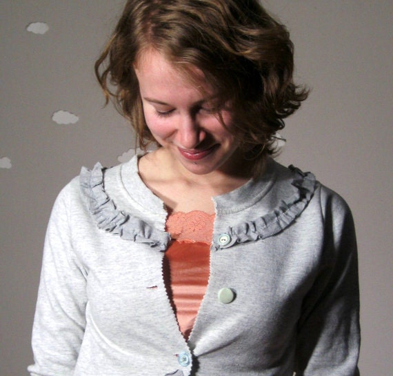 Eco friendly sweatshirt cardigan handmade green custom SUGAR FREE