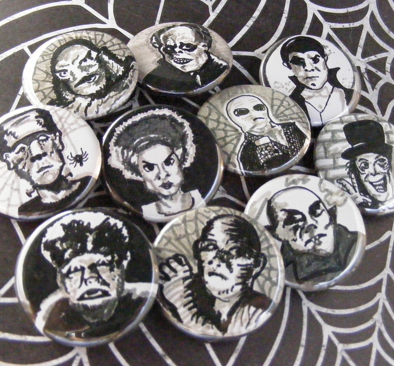 10 Classic Movie Monster Buttons