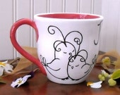 Custom Love Birds Coffee Mug - HandMade TO ORDER Personalized LoveBird Table Setting Cup for Wedding, Anniversary or Just Because - Together