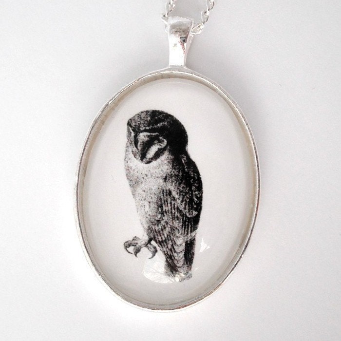 Quiet Owl Silver Pendant Necklace