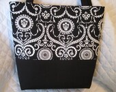 Black and White Purse Diaper Bag Damask with Polka Dots CUSTOM MADE to ORDER Design Your Own Extra Large Size