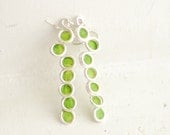 Minimalist Sterling Silver Dangle Earrings in Apple Green, Lightweight Eco Friendly Paper Chic...