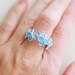 Pale Blue Forget Me Not Flower Ring, Wedding Anniversary Sterling Silver Artisan Eco Friendly Paper Jewelry...