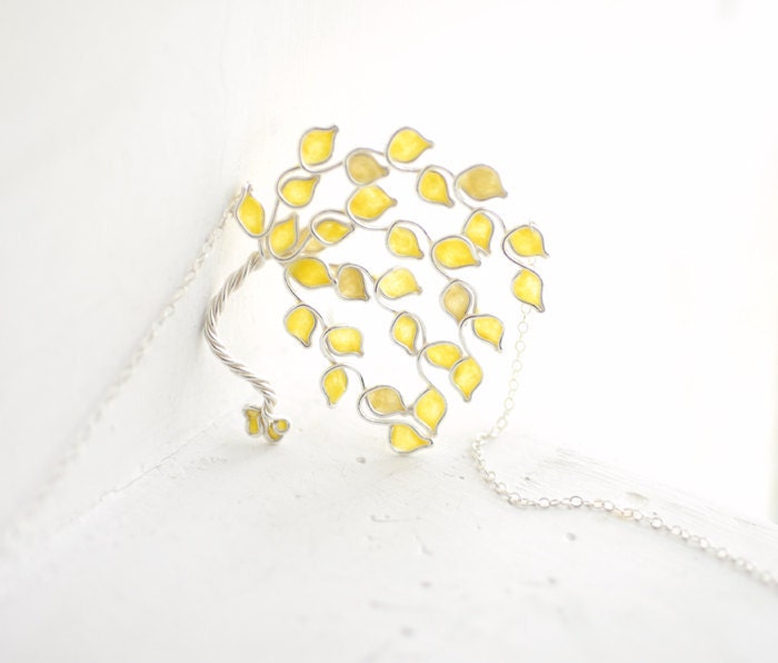 Lemon Grove Tree Necklace, Sterling Silver, Citrus Tree...
