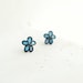 Pale Blue Forget Me Not Post Earring, Oxidized Sterling Silver Paper Jewelry....