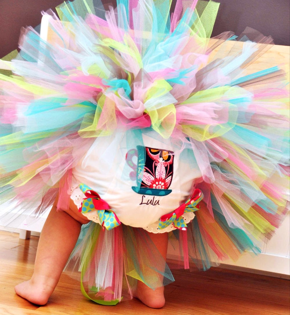 Tea Party Cutie Sewn Tutu sizes 2 through 5 matching headband included by Trinitys Tutus As seen on The View FAST shipping