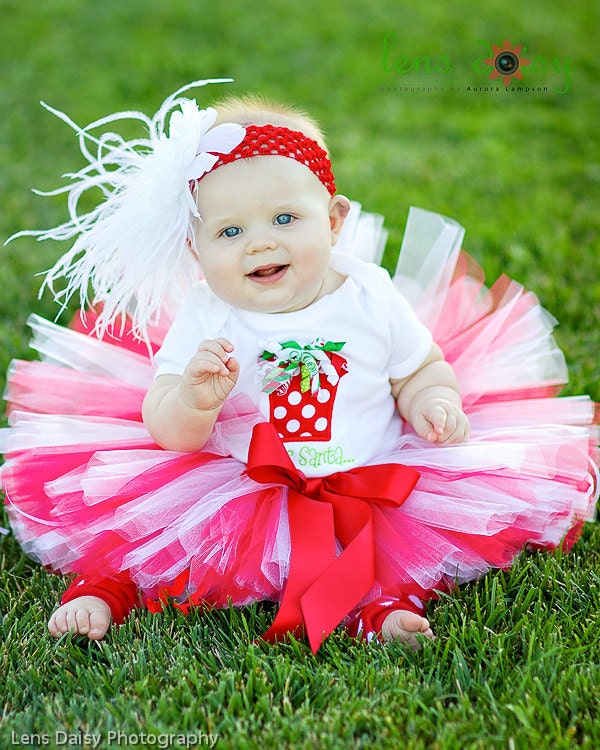 Baby Tutu - Candy Cane Lane - Infant Toddler Tutu - Red and White Christmas Tutu