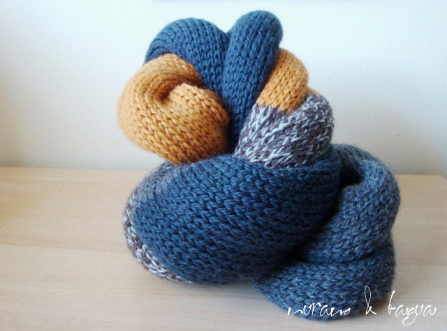 mens wool infinity scarf in PATCHWORK (made to order)