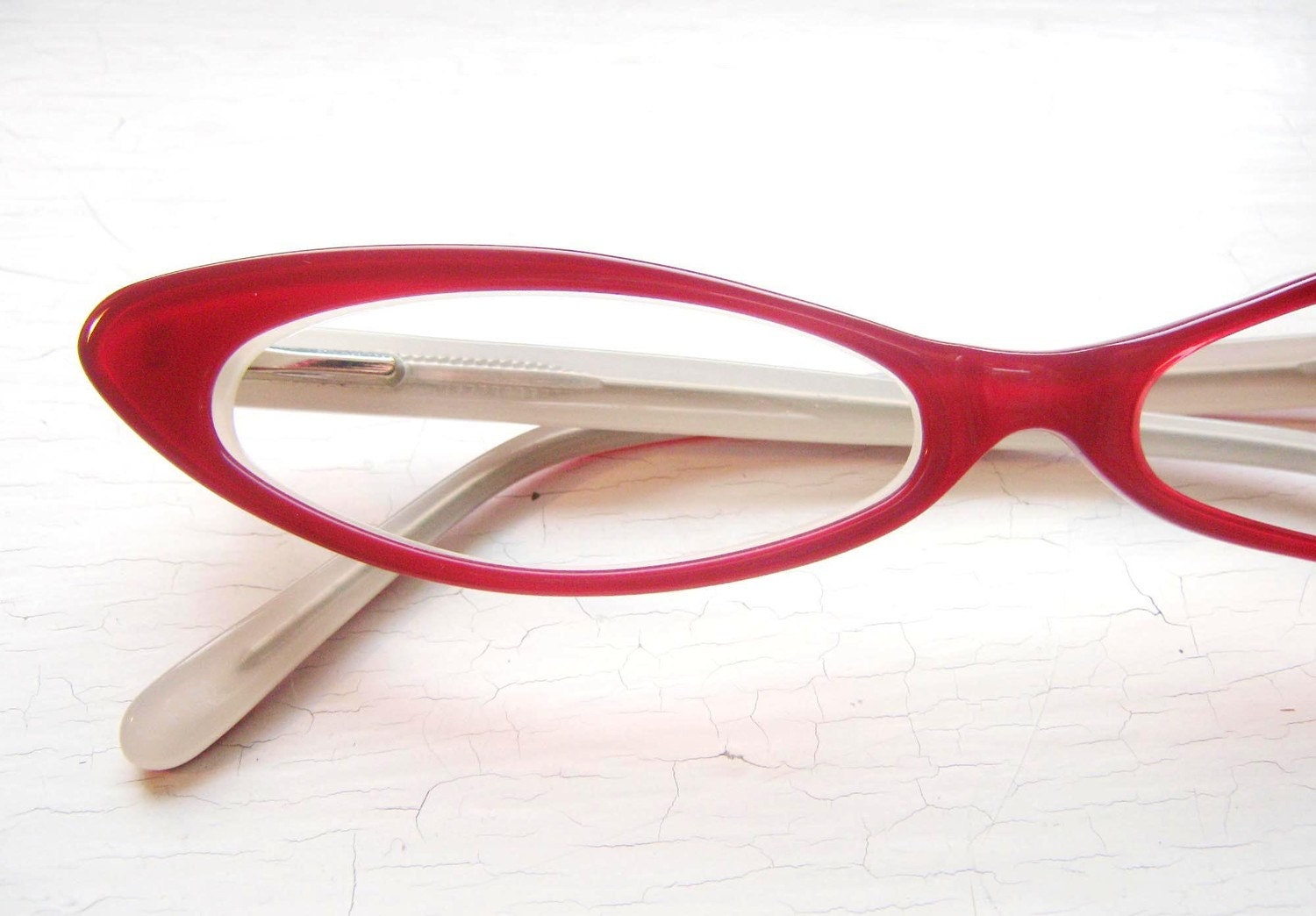 Vintage Slim Cat Eye Eyeglass Frames in Tramp Red