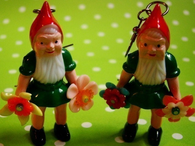 Chilling With my Gnomies Kitschy Garden Gnome earrings