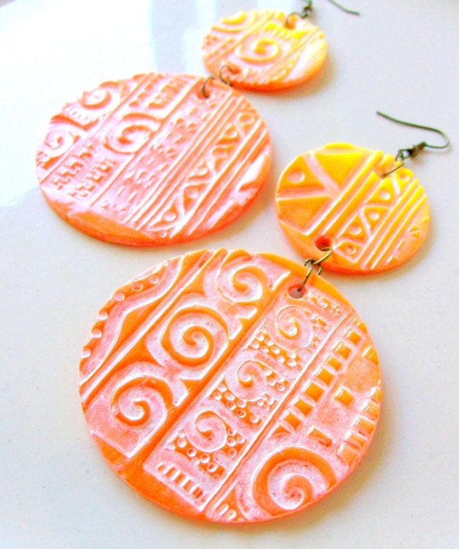 Yellow Orange Earrings African Tribal Jewelry Ethnic Jewerly Fire Summer stoneandbone Hawaii
