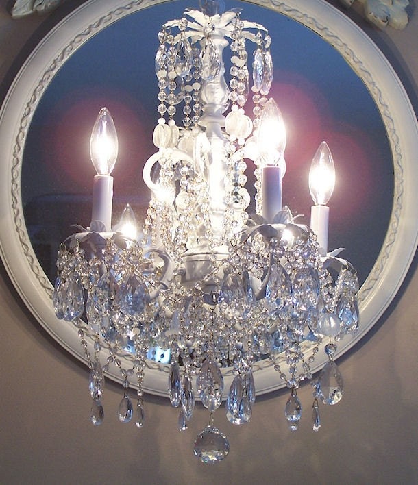 ON HOLD Romantic Cottage Crystal Chandelier