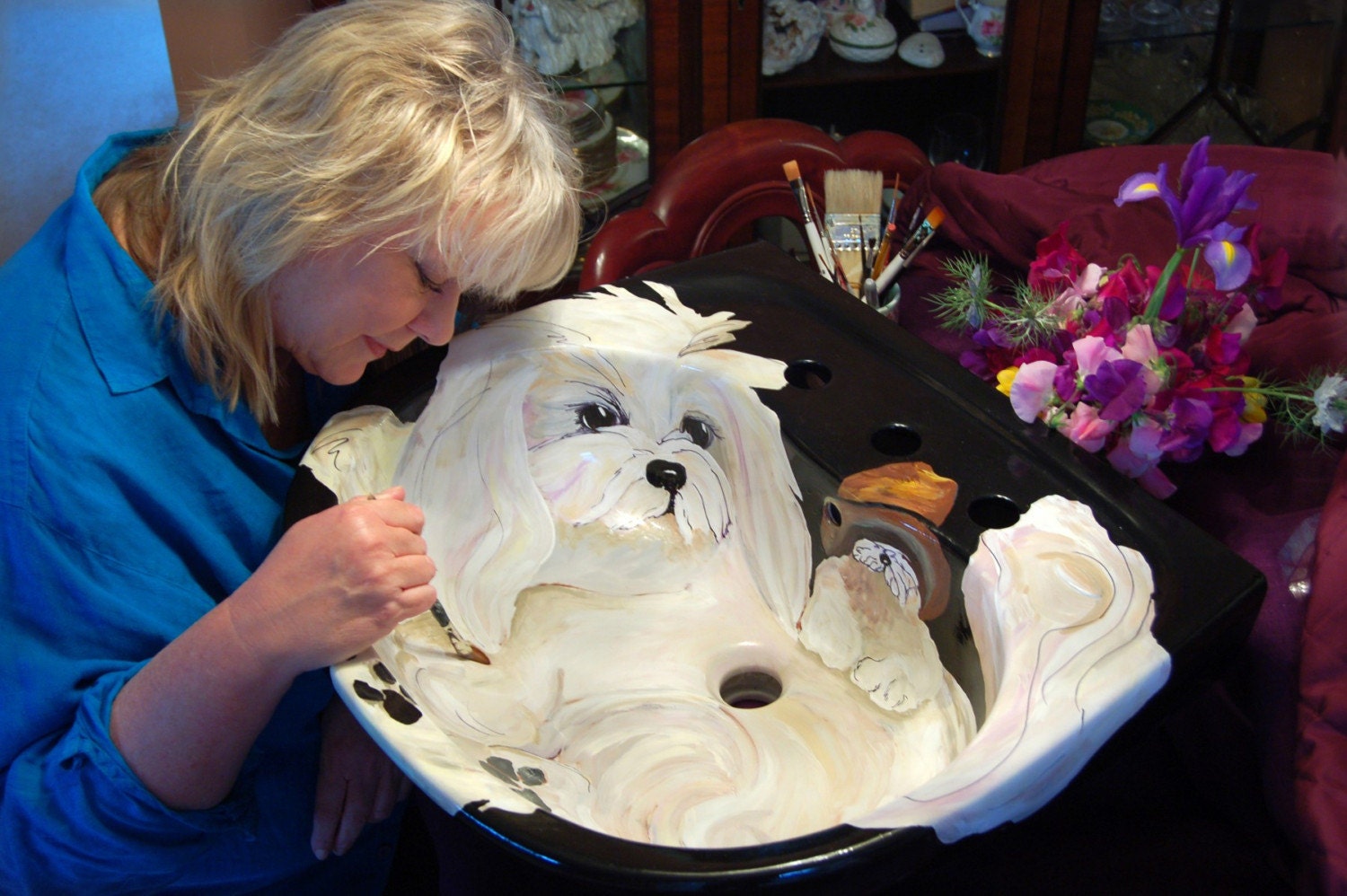 Dogs Galore--Hand-Painted designer toilet