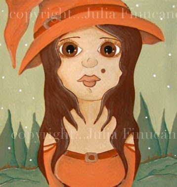Fantasy Art Halloween Witch - Enchanted Forest - Samhain Holiday - Fall Autumn Magick Print