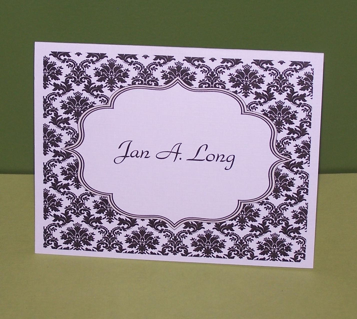Damask personalized greeting cards (set of 10)