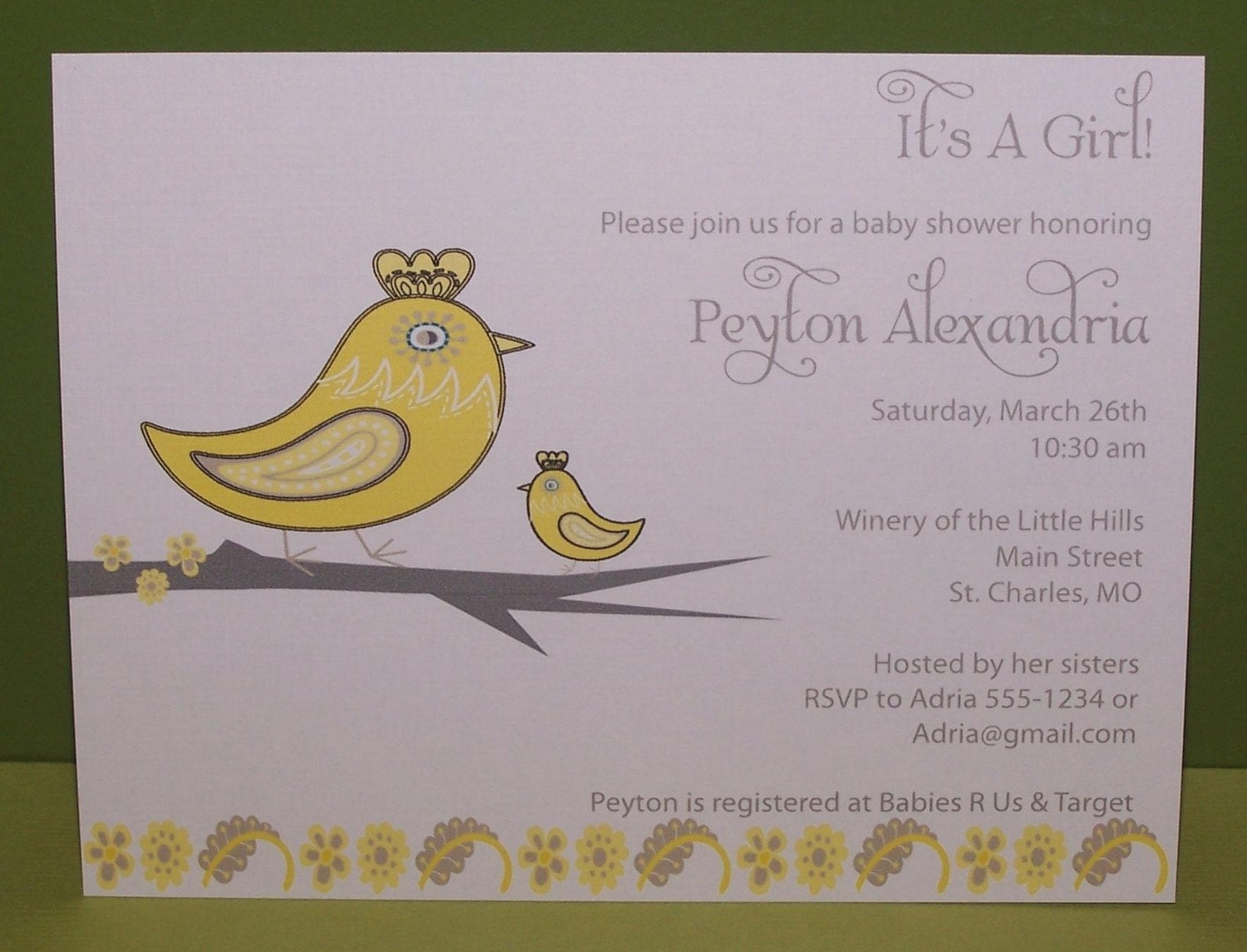 Baby shower invitations birds on a branch (set of 10) Il_170x135