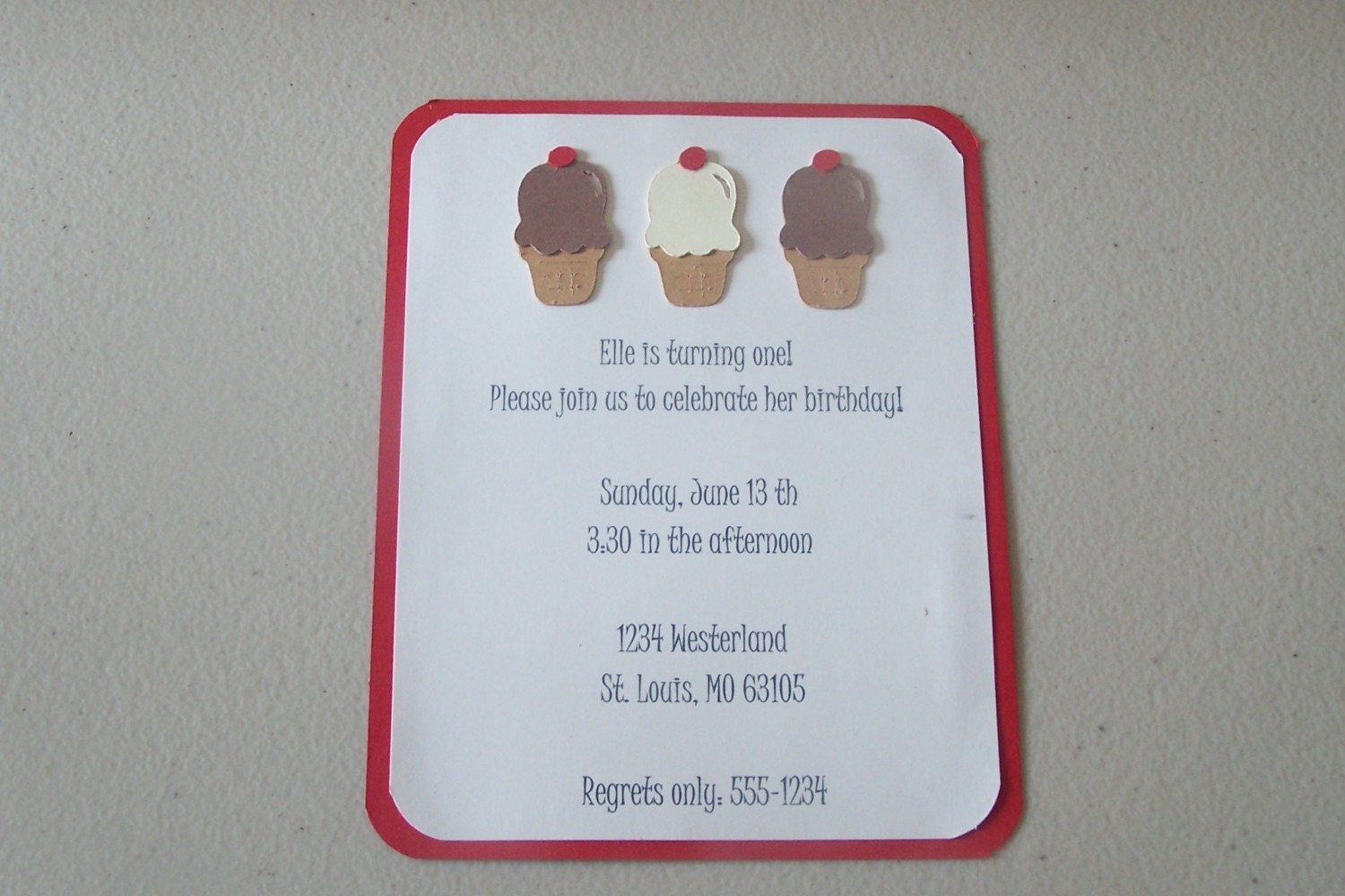 Birthday party invitations Ice Cream Cone set of 8 Il_570xn
