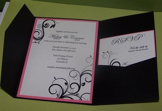 Personalized Wedding Invitation, Swirl invitation, pocketfold (SAMPLE ONLY) Il_570xn