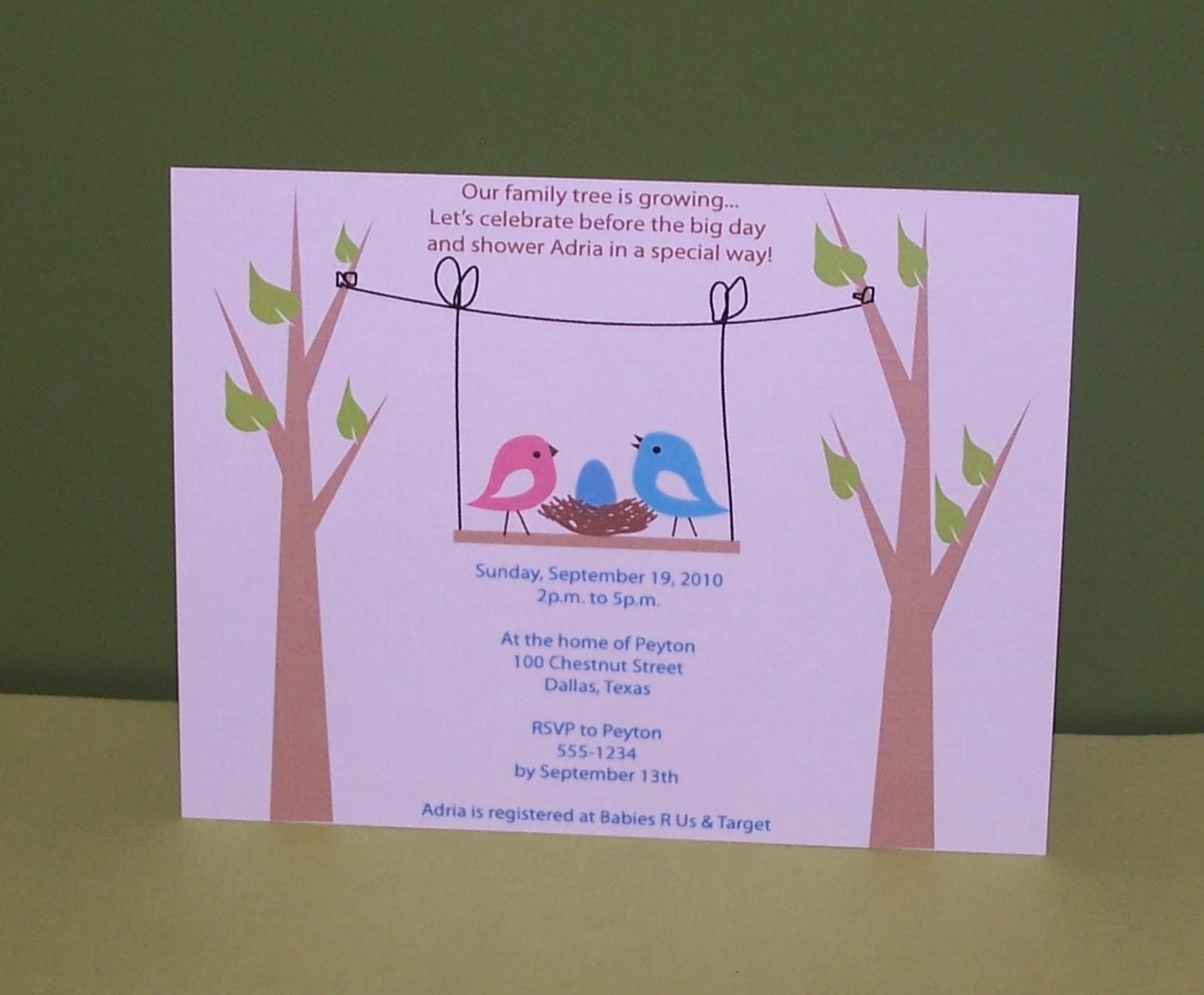 Birds nest baby shower invitation (set of 10) Il_570xn