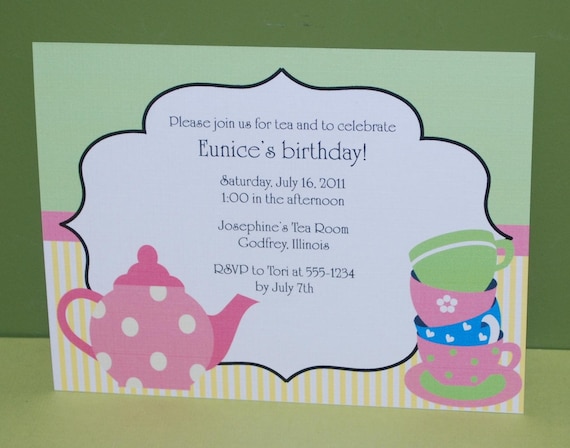 Time for Tea Birthday Invitations (set of 10) Il_570xn