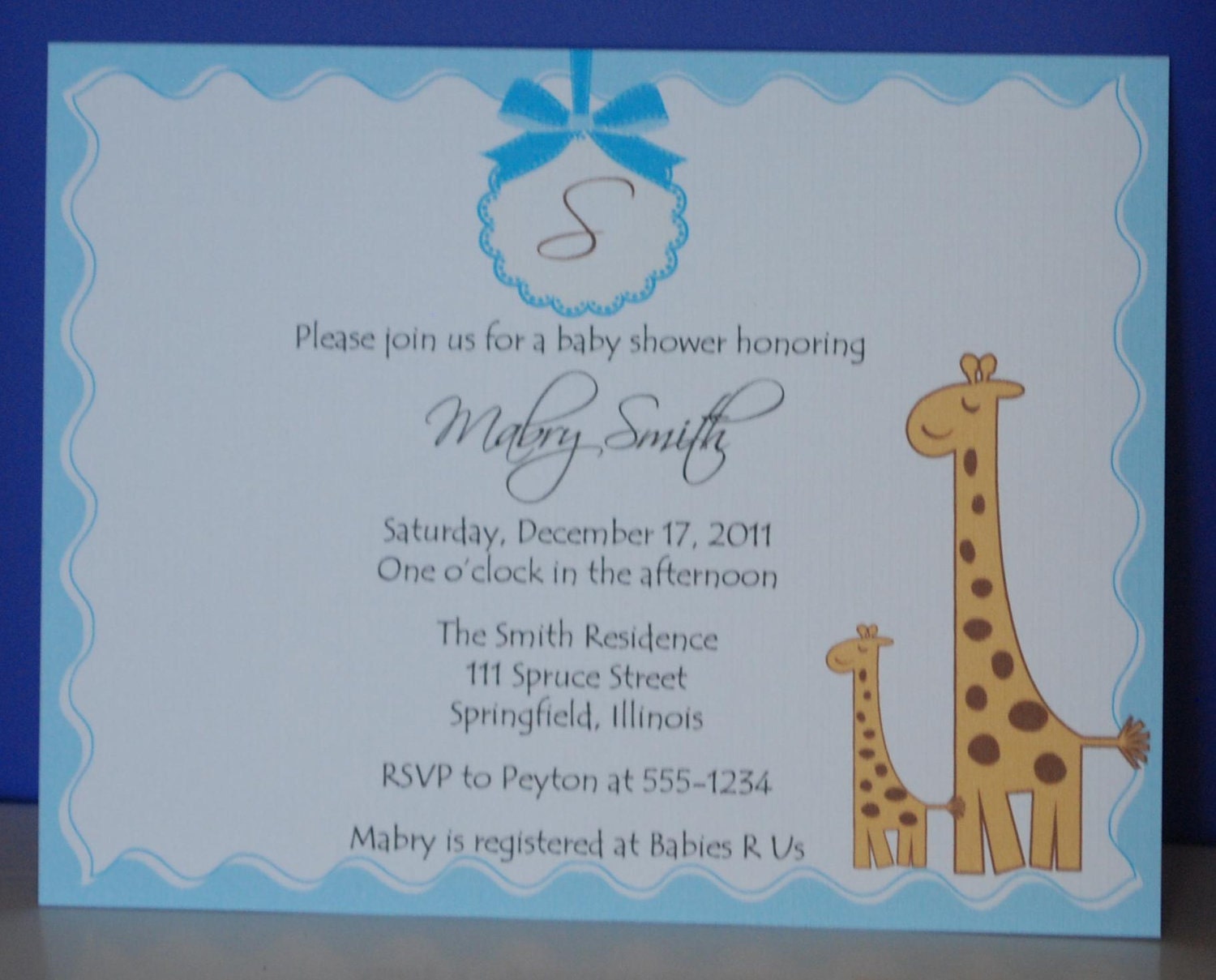 Baby shower invitations giraffe & monogram (set of 10) Il_570xn