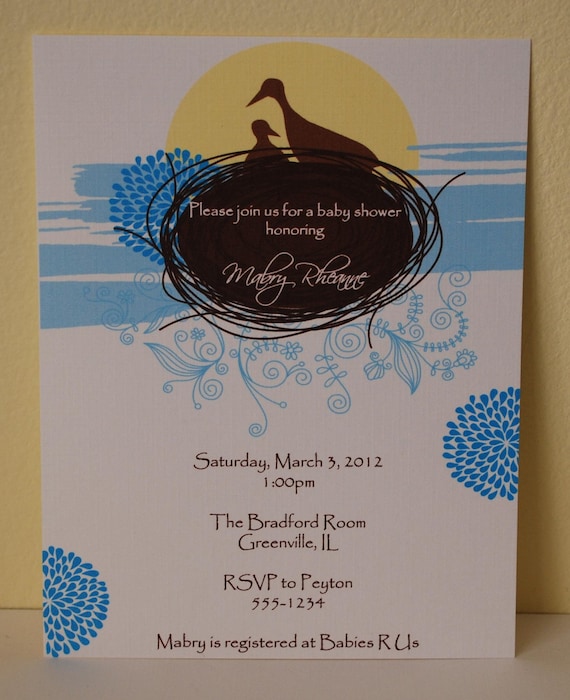 Baby Shower Invitations Momma and baby bird (set of 10) Il_570xn